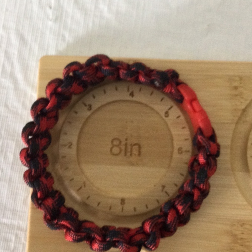 Red and Black Paracord Bracelet Hand Made New. #
